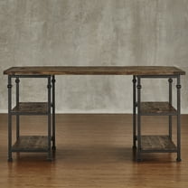 Weston Home Clayton Wood and Metal Writing Desk, Brown