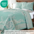 thumbnail image 6 of Superior Woven Jacquard Bedspread Set Full Size, 3-Piece Lightweight All Seasons Coverlet, Green, 6 of 9