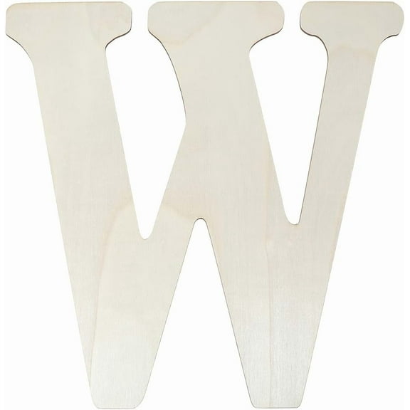 15 Inches Large Wooden Letter W Wood Alabet Shapes Big Unfinished White W Word Piece Board Cut Out Home Wall Wooden Letters for Decoration Wedding Birthday Party Store DIY Signs 1pc