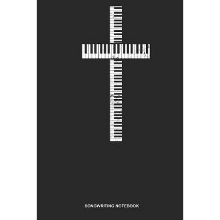 Songwriting Notebook: Dotted Log Book For Piano Player Or Student: Jazz Piano Journal - Christian Cross Jesus Keys Gift