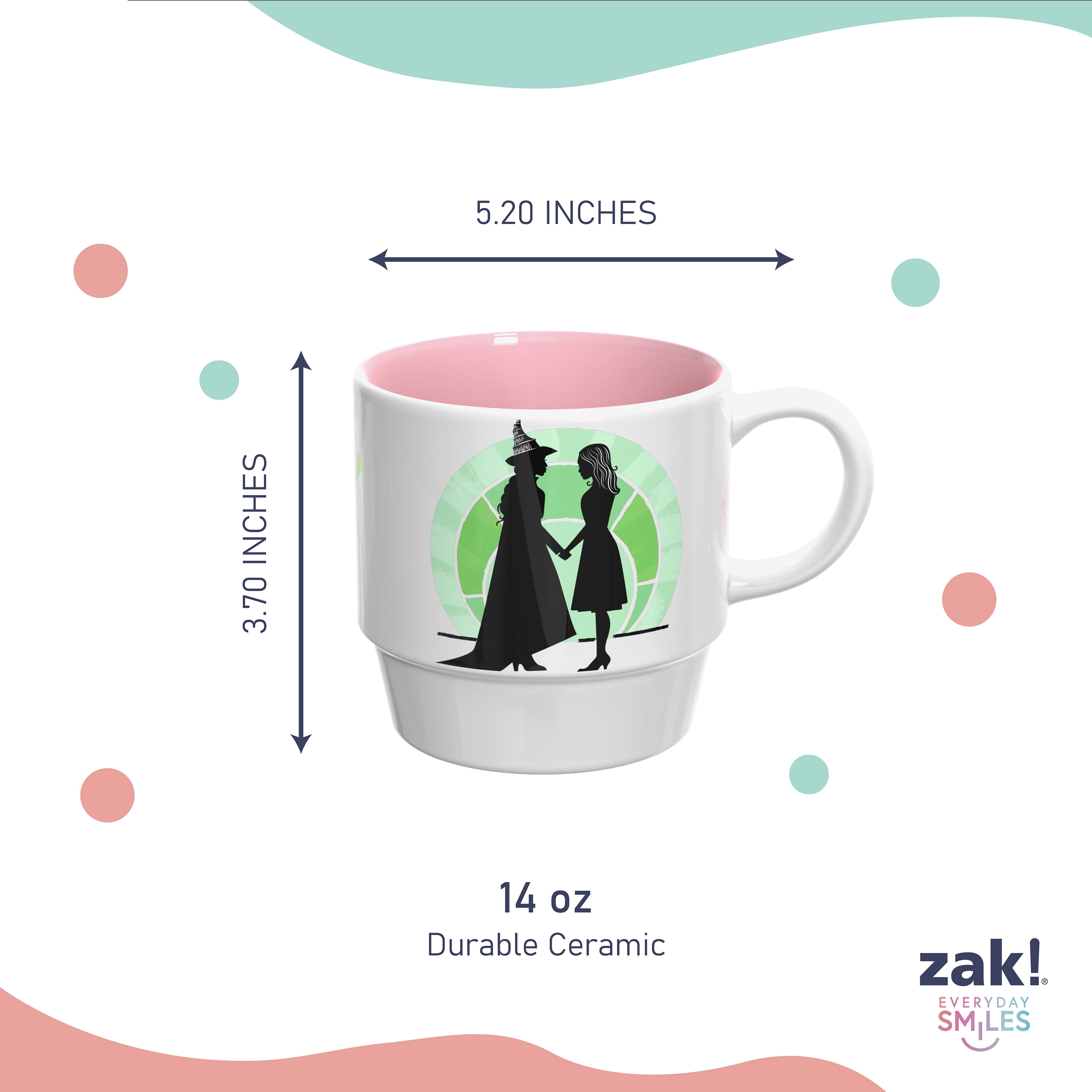 Zak Designs 14oz 4pc Wicked Ceramic Stacking Mugs in Wire Rack