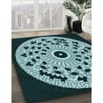 thumbnail image 2 of Ahgly Company Indoor Round Patterned Deep Teal Green Area Rugs, 4' Round, 2 of 6