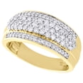 thumbnail image 3 of 10K Yellow Gold Real Diamond Tier Wedding Band 10.5mm Mens Pave Pinky Ring 1 CT., 3 of 5