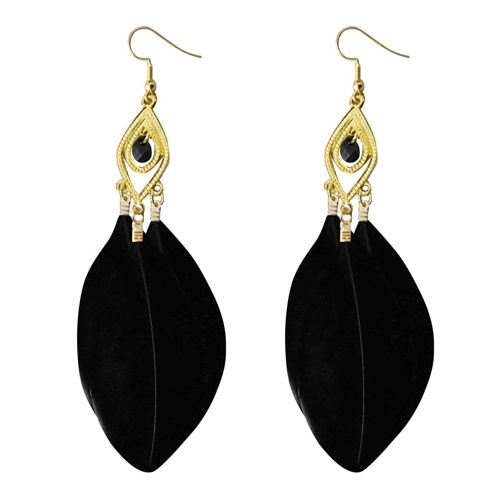 zttd style earrings retro fashion leaves long feather earrings beach