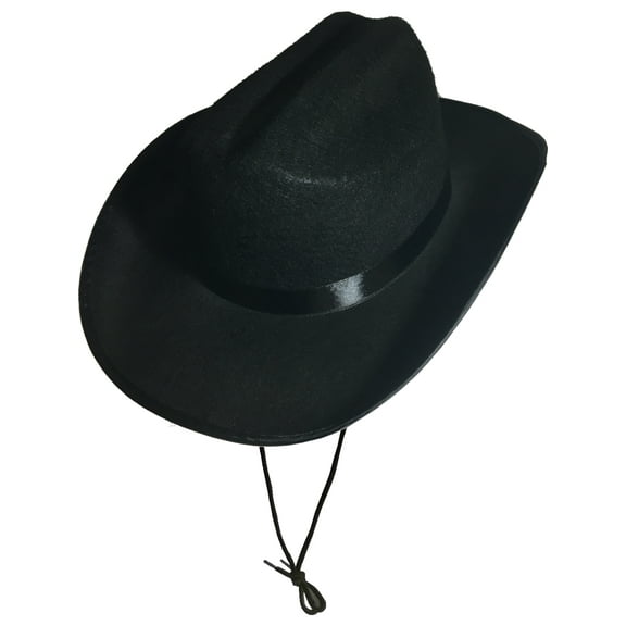 Child's Black Cowboy or Cowgirl Hat With Neck String Costume Accessory