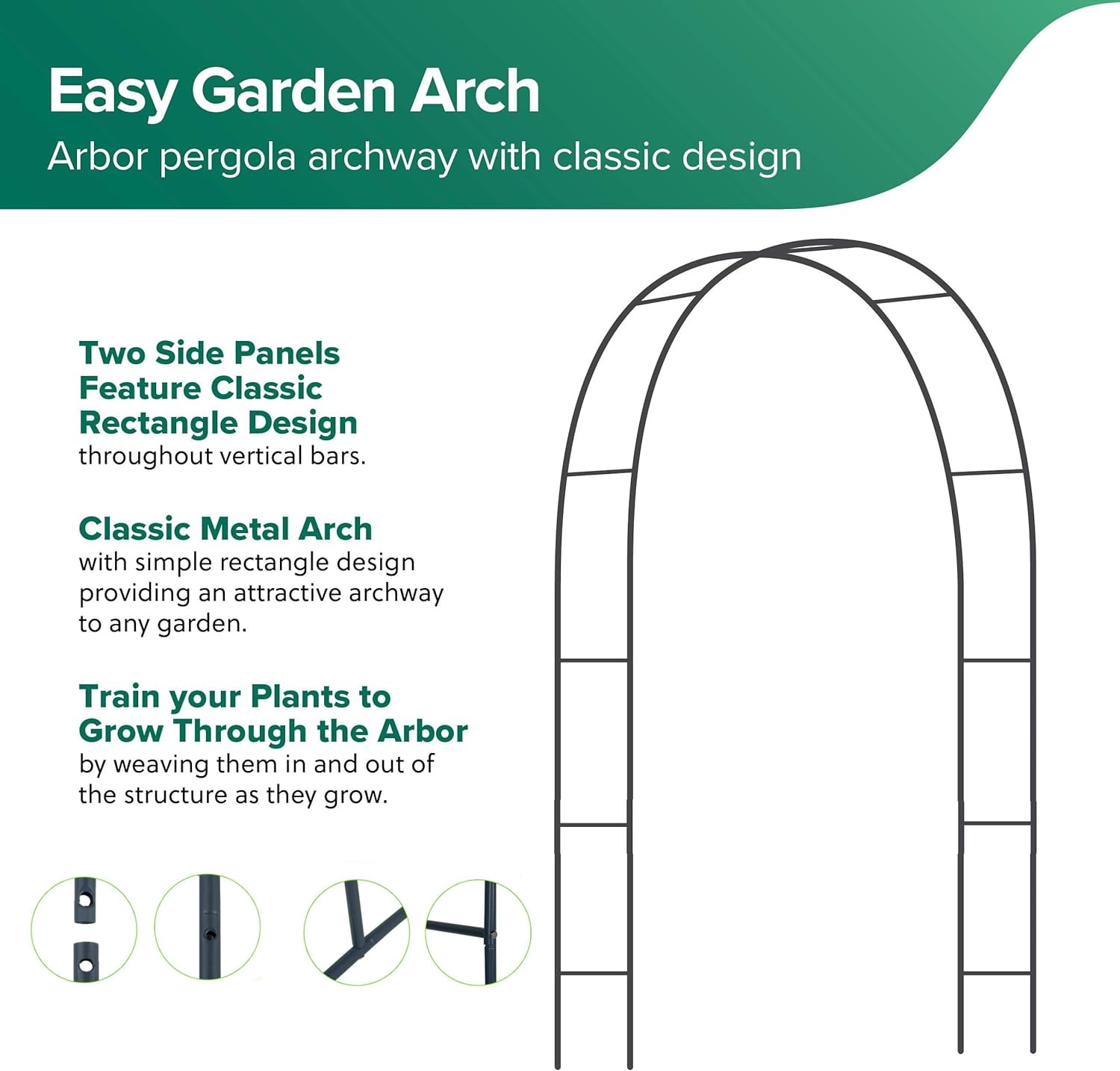 Trellis for  Garden Arch Wedding Arch 7.87 x 4.59 x 1.25FT Christmas Arch Backdrop Stand for Ceremony Metal Garden Trellis for Various Climbing Plant Garden Decor,Assemble Freely 2 Sizes,Black
