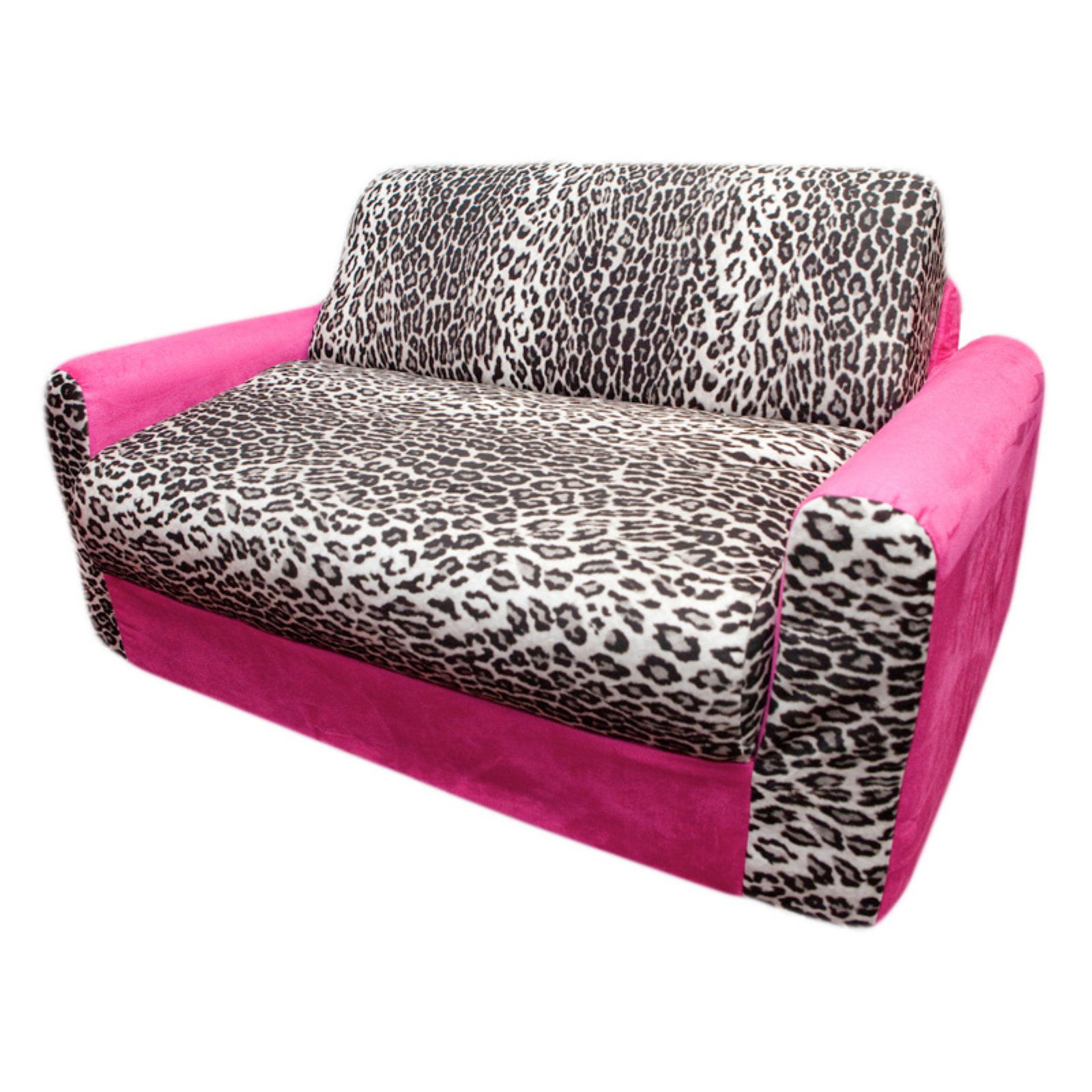  Fun  Furnishings Pink Leopard Sofa  Sleeper with Pillows Walmart com 