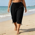 thumbnail image 5 of VBVC Women's Plus Drawstring Loose Capri Joggers , Casual Summer Stretchy Pants For Women , Ladies' Comfy Adjustable Hem Crop Trousers with Pockets, Black , XL-5XL, 5 of 8