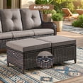 thumbnail image 3 of PARKWELL Outdoor Patio Wicker Furniture Set - 5 Piece Sectional Sofa Set with 3-Seat Sofa,2 Chairs and 2 Ottomans,Brown Wicker and Gray Cushion, 3 of 8