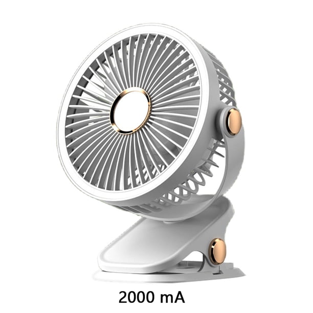 Clip-On pequeño ventilador estudiantes cama nocturna clip ventilador oficina escritorio carga USB clip transfronteriza (D) blanco 2000 mAh