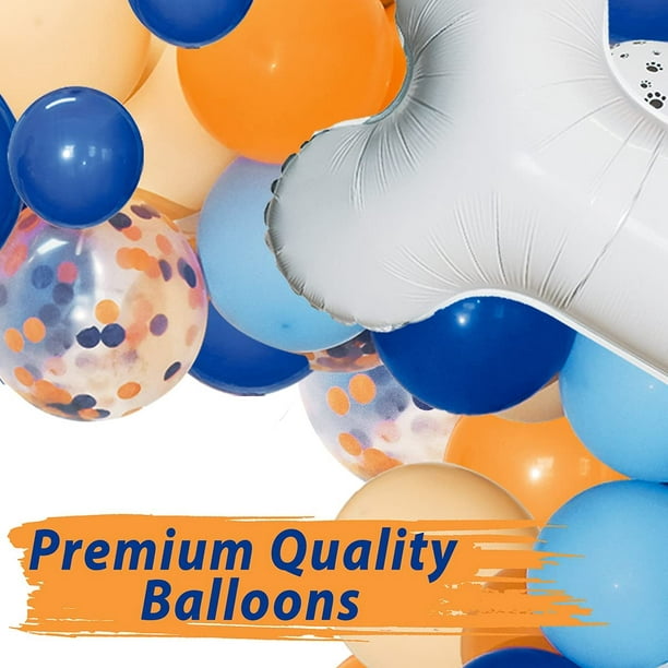 126Pcs Bluey Birthday Party Supplies Blue Orange Blush Nude Dog Paw Print  Balloons Garland Kit avec White Bone Balloon pour Baby Shower Girls and