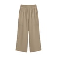 thumbnail image 4 of JIAYUE Women's Pants Solid Color Calf Length Loose High Waist Pocket Comfortable Everyday Wear Casual Bottoms For Women, 4 of 6
