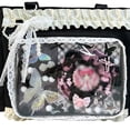 thumbnail image 3 of Langgg PU Lace Ruffle Nylon Pin Bag Unique Fashion Statement With Multiple Compartment Storage Y2k Sweet Shoulder Bag Lace black, 3 of 6