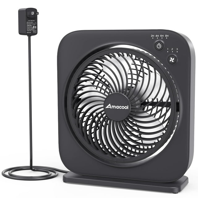 Ventilador de mesa AMACOOL de 30 cm, 3 velocidades, temporizador de 8 horas, negro