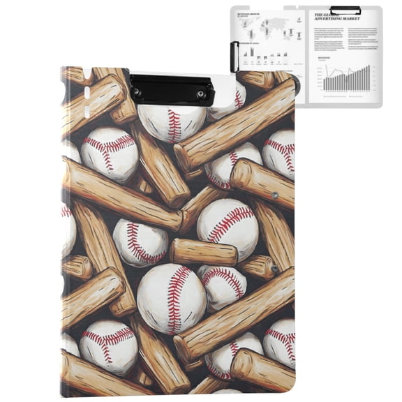 ALAZA Baseballs Bats A4 Foldable Clipboard 360 Degree Folder Binder