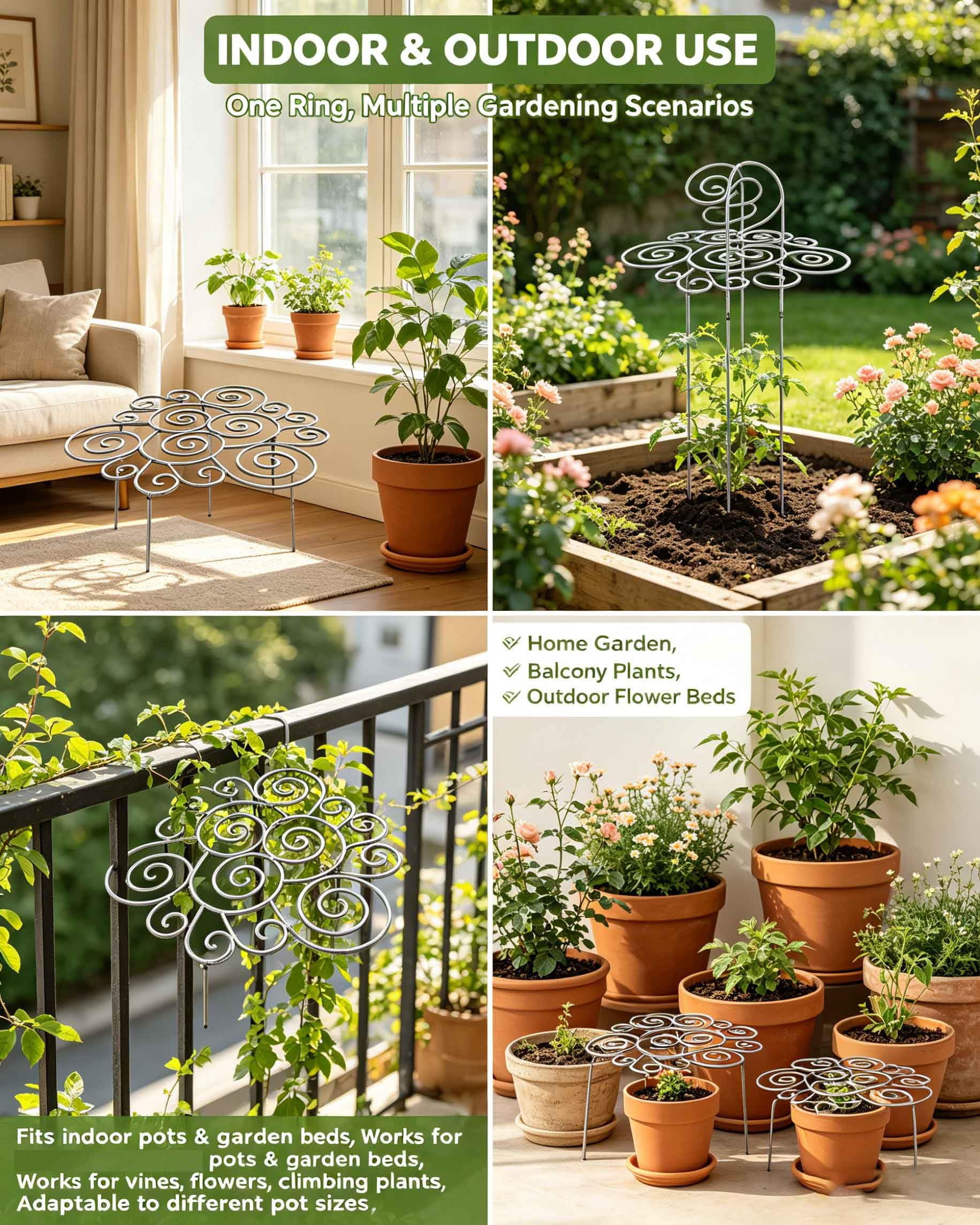 2026 New Metal Plant Support Ring for Garden, Decorative Peony Cages and Flower Stakes, Indoor/Outdoor Plants Wire Hoop, Stackable Houseplant Stake for Climbing Plants Vines Peonies Tomatoes