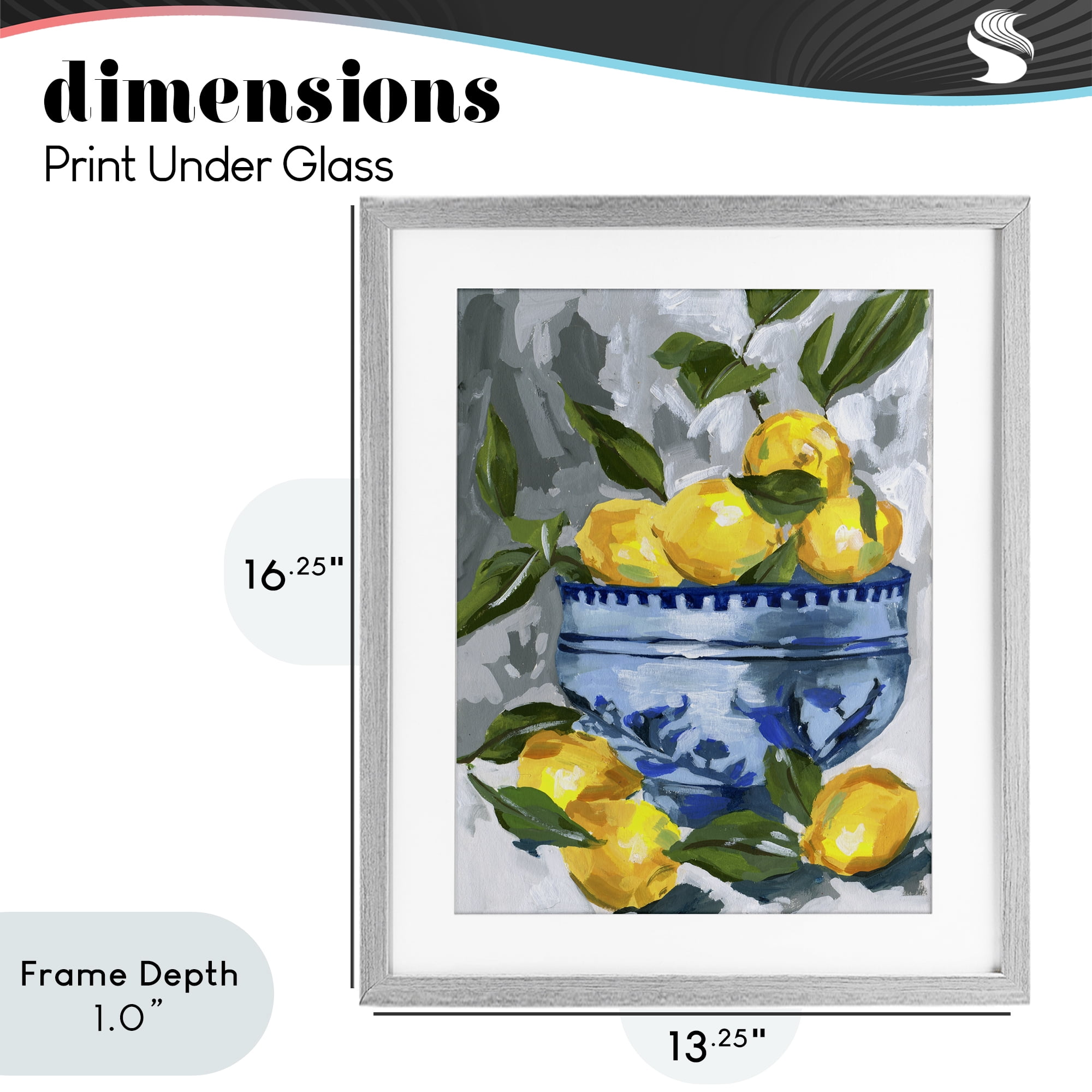 Stupell Industries Indigo & Lemon Bowl Gray Framed Print Under Glass, design by Melissa Wang