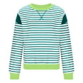 thumbnail image 6 of Lenpel Women's Crew Neck Sweatshirts Long Sleeve Striped Color Block Side Split Pullover Tops Loose Fashion Outfits, 6 of 7