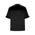 thumbnail image 5 of Xijirk Women's V-Neck Satin Blouse Short Sleeve Ruffle Shirt with Pleated Front Casual Top for Everyday Wear,2XL, 5 of 8