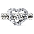 thumbnail image 2 of Bling Jewelry Womens .925 Sterling Silver Forever Love Knot Infinity Open Heart Shaped Crystal Bead Charm for Bracelet, 2 of 3