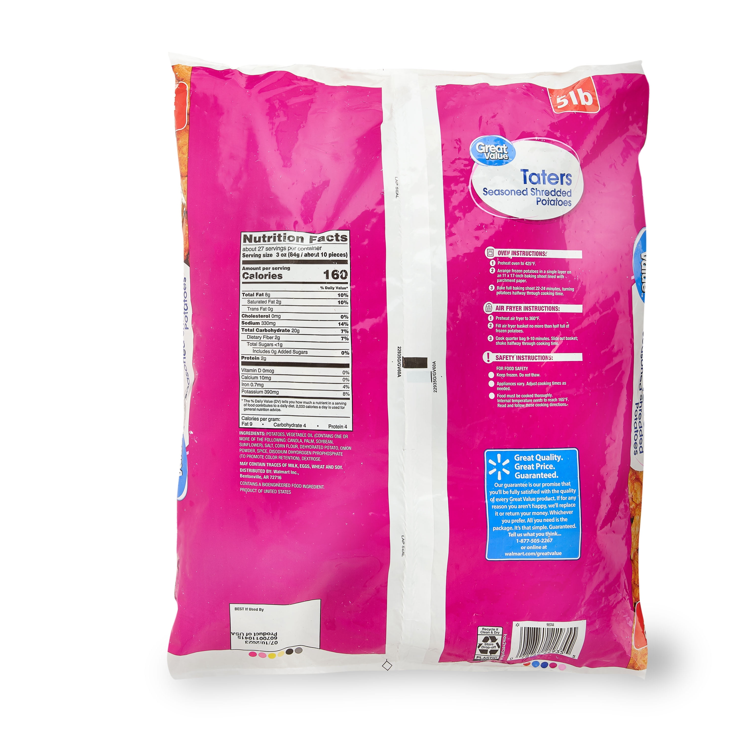 Great Value Tater Tots, 80 oz