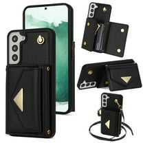 Dteck for Samsung Galaxy S23 Plus Wallet Case with Crossbody Lanyard, PU Leather Card Holder Purse Shockproof Phone Cover for Samsung Galaxy S23 Plus,Black