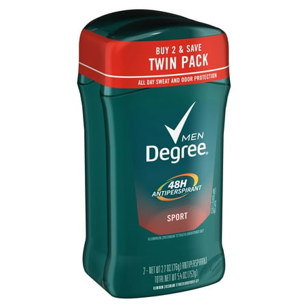 (4 count) Degree Men Sport 48 Hour Protection Antiperspirant Deodorant Stick, 2.7 oz, 2 twin