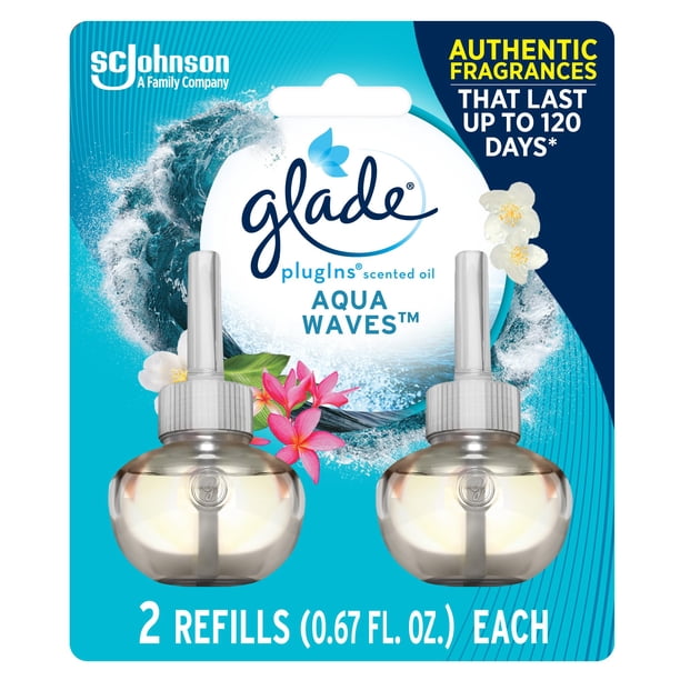 Glade Plugins recambios ambientador perfumado y aceites esenciales para el hogar y el baño Aqua Waves 1.34 fl oz 2 unidades