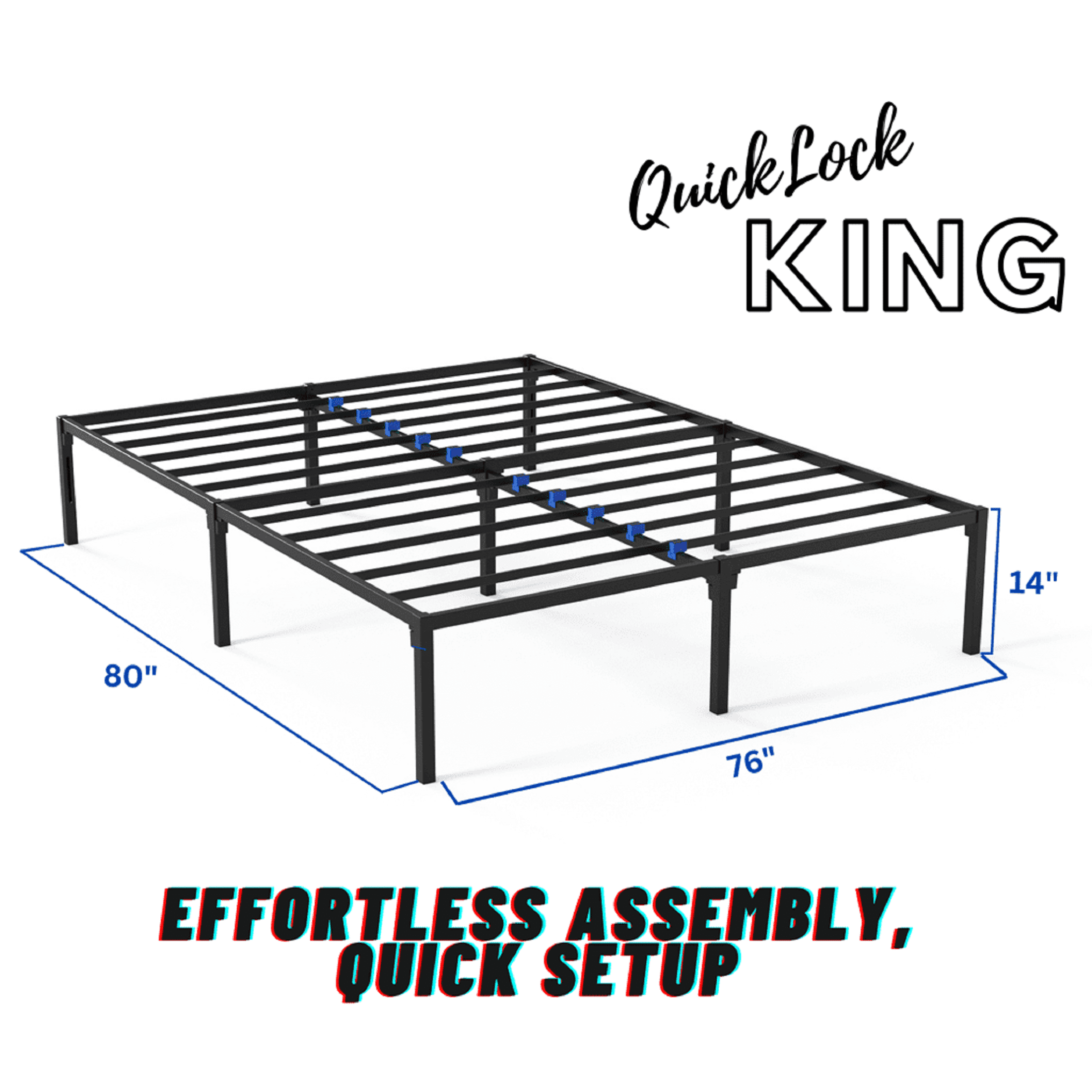 Nest Slumber King Platform Bed Frame | Quiet & Sturdy | No Box Spring | 14" Mattress Foundation
