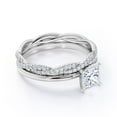 thumbnail image 3 of JeenMata Exquisite 1.5 Carat Princess Cut Moissanite Wedding Set in 18k White Gold Over Silver, 3 of 7
