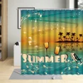 thumbnail image 3 of Vintage Summer Beach Landscape Shower Curtains Sea Palm Tree Travel Illustration Bathroom Waterproof Curtain With Hook Polyester, 3 of 6