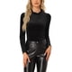 thumbnail image 1 of Blusa de Cuello Volante para Mujer Inspire Chic con Mangas Largas Abullonadas y Puntos Metálicos de Terciopelo XL Negra, 1 of 6