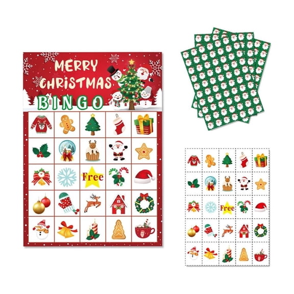Pack of 37 Christmas Game Cards For 24 Players Holiday Party Group Activity Set With Number Markers Drawings