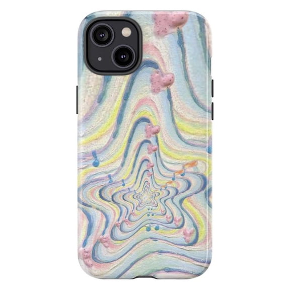 Y2K Groovy Star Phone Case – Colorful Marble Melt Aesthetic Phone Cover for iPhone 16 15 14 13 12 11 Pro Max Mini
