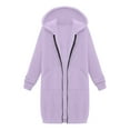 thumbnail image 4 of Womens Zip up Hoodies Oversized Solid Color Long Sleeve Comfy Soft Pullover Hooded Sweatshirt with Pockets Casual Fall Jacket Coat, 4 of 4