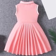 thumbnail image 6 of FAVIPT Girls Tank Dress Heart Sleeveless Lapel Collar Button Up Pleated Dresses Casual Cute Contrast Trim Preppy Sports Dress Pink,4-5 Years, 6 of 8
