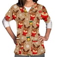 thumbnail image 2 of qolati Christmas Scrub Tops Women Oversized Snowflake V Neck Short Sleeve T Shirts Casual Nursing Work Shirts Xmas Print Holiday Tops with Pockets, 2 of 6