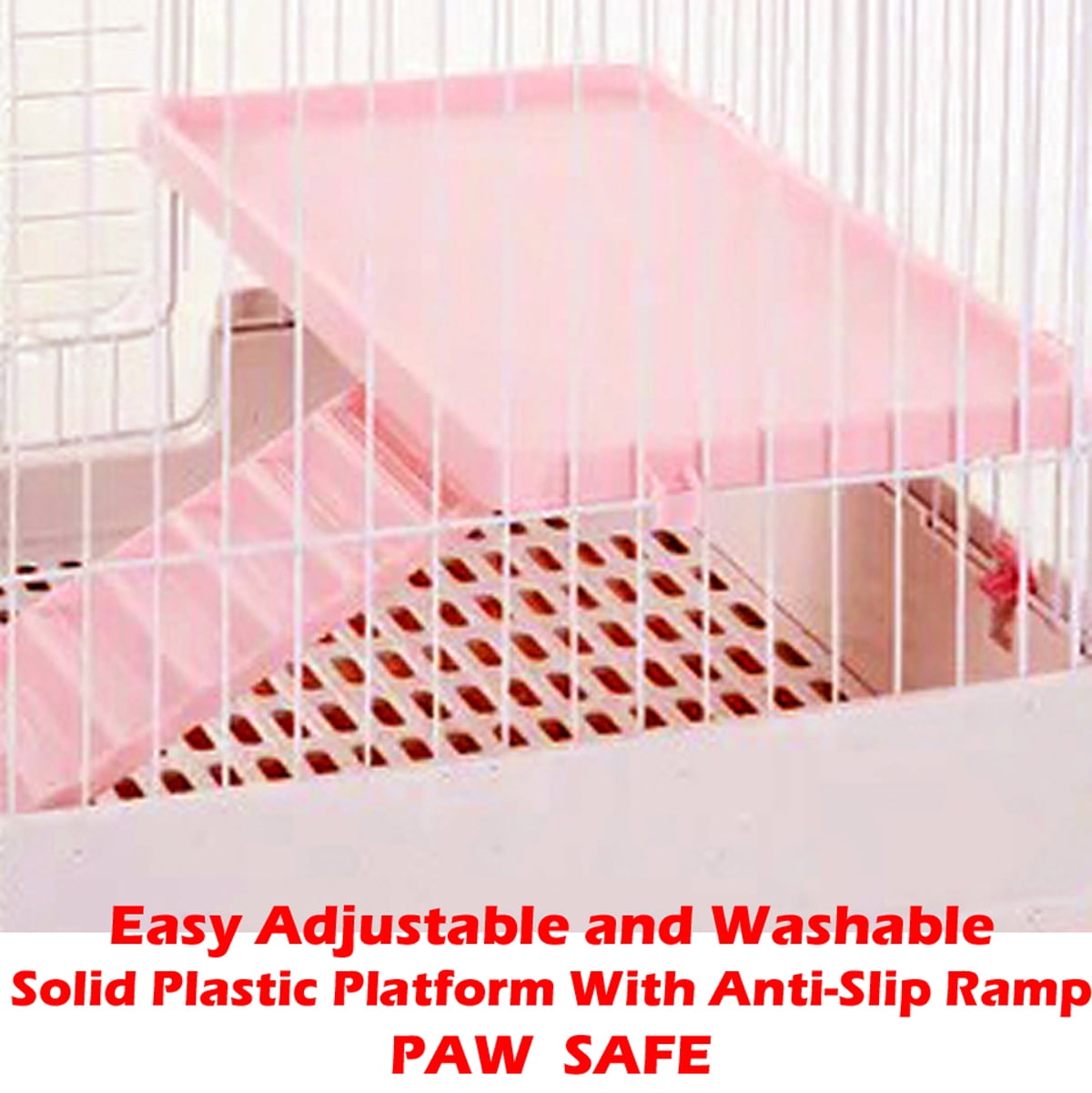 Pink X-Large 32”L 2-Level Indoor Small Animal Rabbit Guinea Pig Cage Easy Pull Out Washable Tray With Wheels