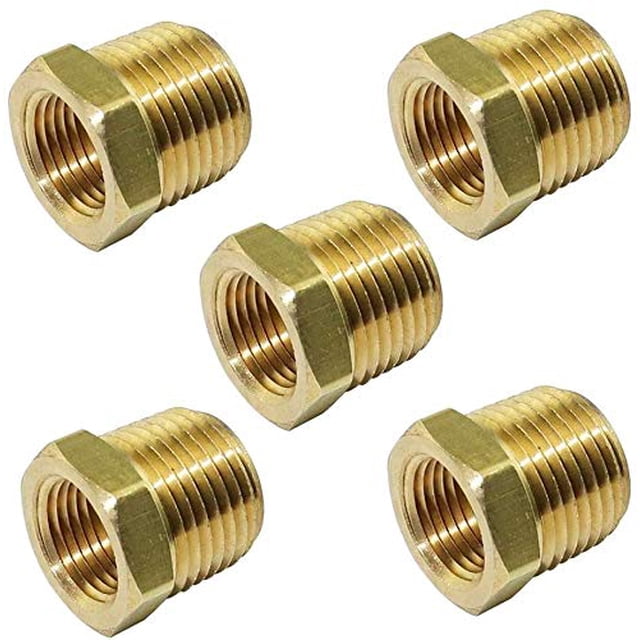 Latón 3/4 "x 1/2" NPT buje reductor hexagonal conector de tubería reductor 3/4 pulgadas macho x 1/2 pulgadas rosca hembra 5 piezas 1200 PSI