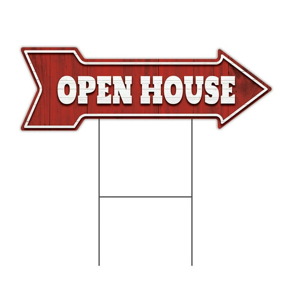 SignMission C-ARROW10-DS-999694 10 x 30 in. Corrugated Plastic Double Sided Arrow Sign - Open House