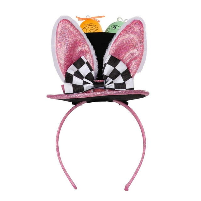 Diadema con orejas de conejo, accesorio para disfraz, aro para el pelo para recuerdo de fiesta de Pascua para niños Negro