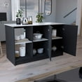 thumbnail image 4 of Juniper Kitchen Island With Large Top Surface, Double Door Cabinet, And Open Shelves Black Ibiza Marble Black Ivory Dining Room Modern Rectangular Stationary Kitchen Islands Particle Board Medium 40, 4 of 8