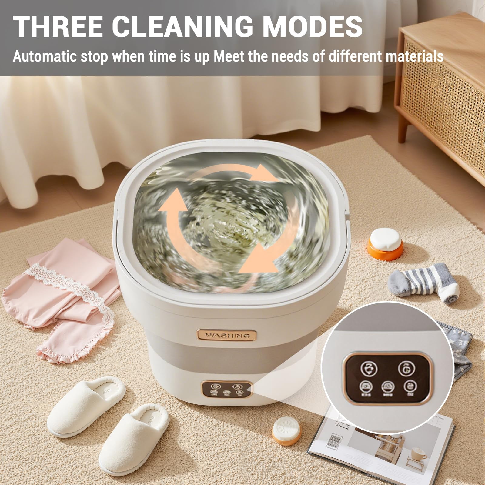 Garderth Portable Washing Machine,Large Capacity 12L Mini Washer,Foldable Washer Deep Cleaning Of Underwear Small Clothes For Travel RV Small Apartment Dorm Hotel