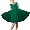 thumbnail image 4 of SERTG Girls Sleeveless Round Neck Dress Solid Color Flower Skirts Kids Girl Wedding Party Formal Gown Dress(Green,7-8 Years), 4 of 4
