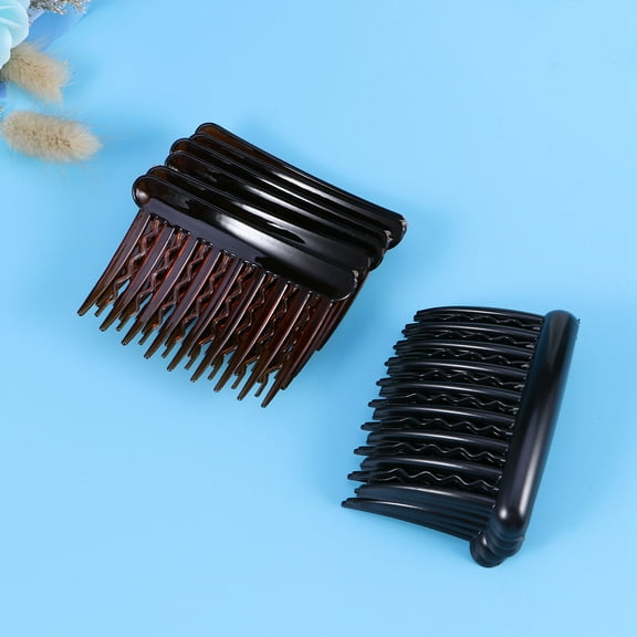 FRCOLOR Classic Side Hair Comb for Women Assorted Color Plastic Clip with 17 Teeth for Everyday Use 8x5cm