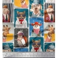 thumbnail image 1 of Soimoi Modal Satin Fabric Paw,Hat & Animals Patchwork Printed Craft Fabric by The Yard 42 Inch Wide, 1 of 3