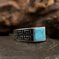 thumbnail image 2 of Men's Minimalist Blue Square Turquoise Ring Sleek Band Style for Everyday Wear,Blue,8, 2 of 5