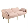thumbnail image 3 of Velvet Loveseat Sofa Couch with Adjustable Backrest,Upholstered Accent Sofa with 2 Bolster Pillows and Metal Legs,Living Room Sofa Couch for Small Space Office,Pink, 3 of 7