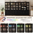 thumbnail image 3 of MEISSALIVVE 78.7" Kitchen Pantry Cabinet with Glass Doors & LED Lights, Freestanding Storage Hutch with Shelves, Black Pantry Cupboard, 62.99" W x 15.7" D, 3 of 6