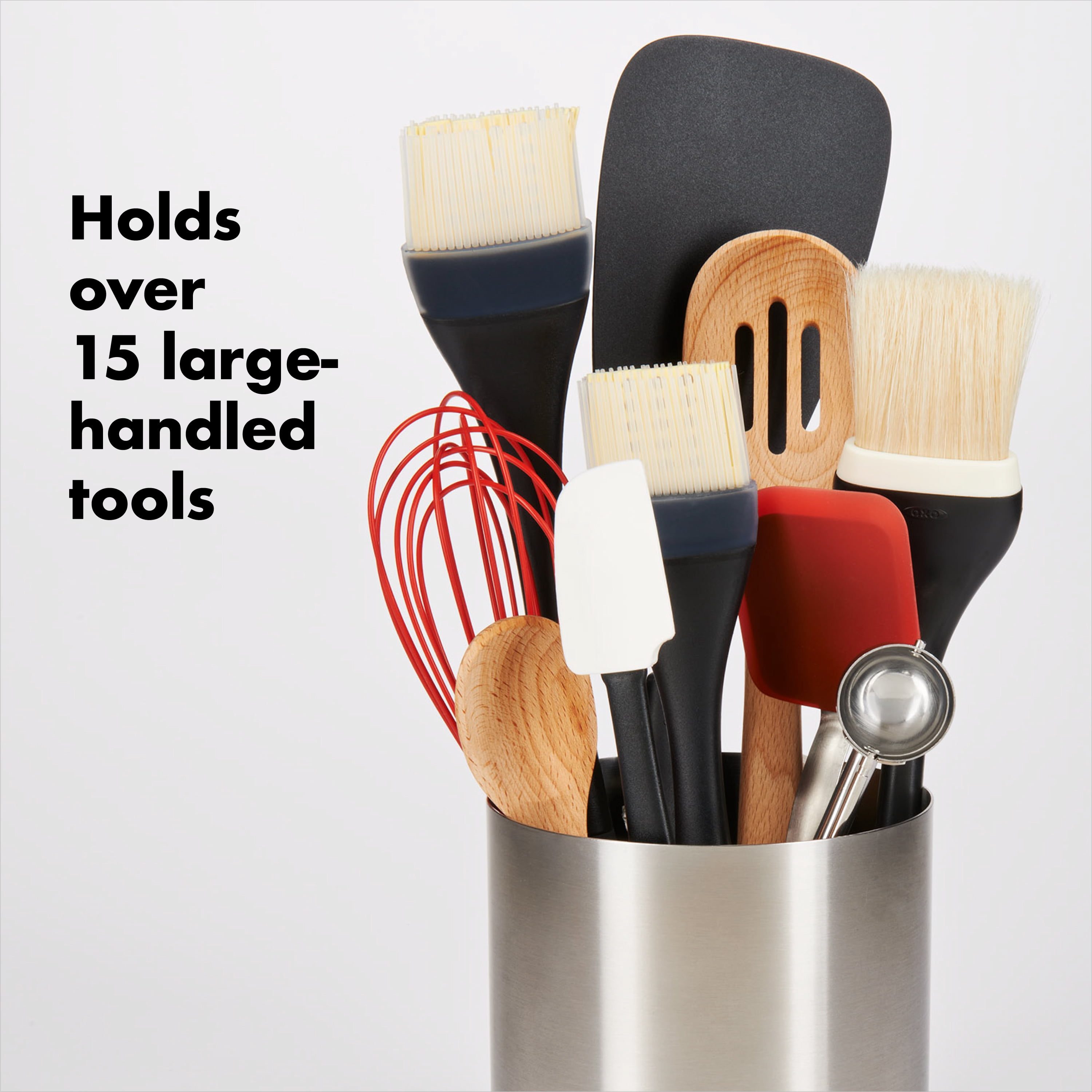 OXO 6-In Stainless Steel Round Rotating Utensil Holder